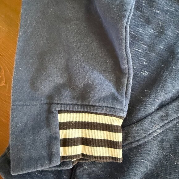 Blue unisex Adidas Hoodie with White Stripes Size Mens Small - Picture 2 of 6